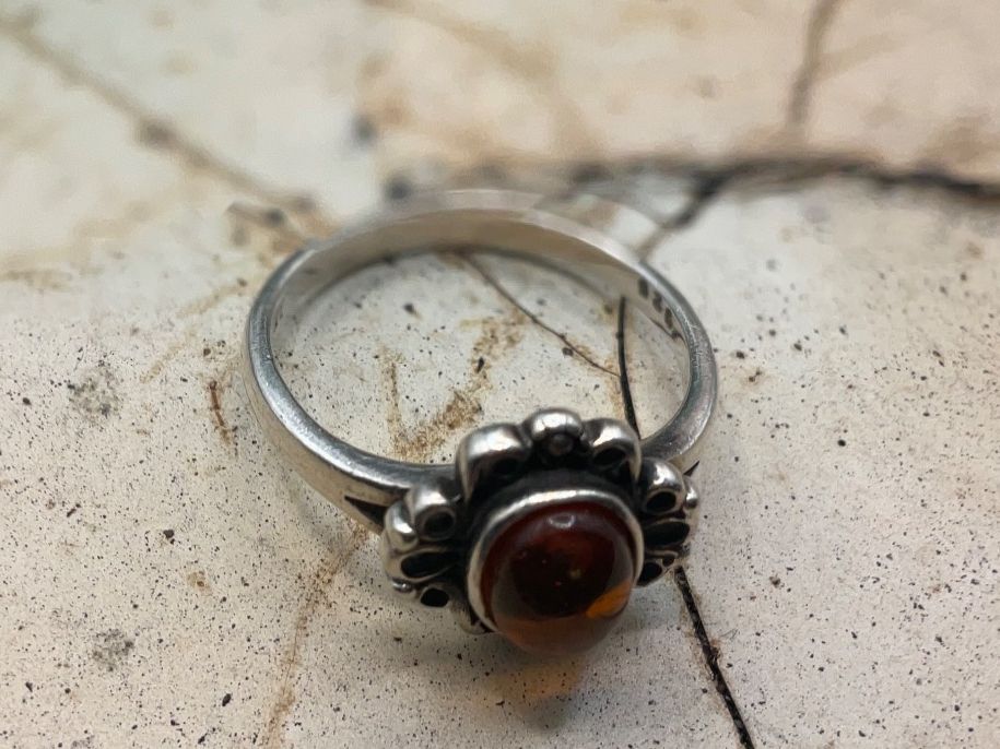 Ringe: Antiker Bernsteinring, in Sterlingsilber, Gr.59 – Gebraucht aus Luzern von S.Kern01 2