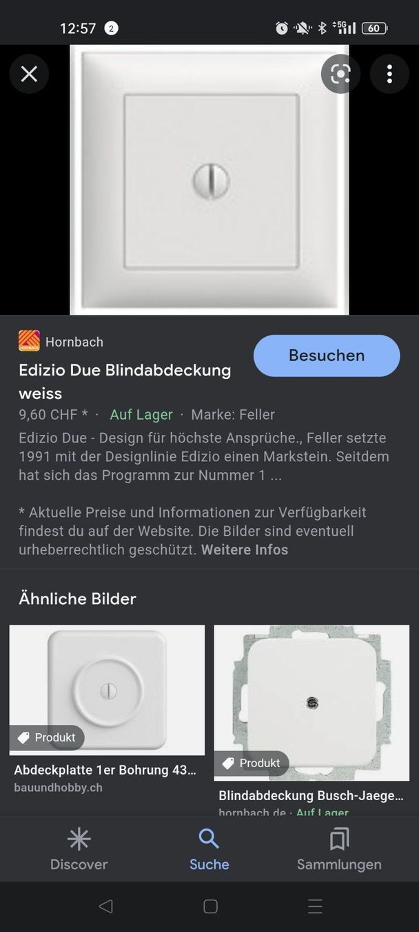Feller Spine: UP Blinddeckel mit Zentrumsschraube – Nuovo e nell'imballaggio originale da Bilten venduto da Rocky1291 1