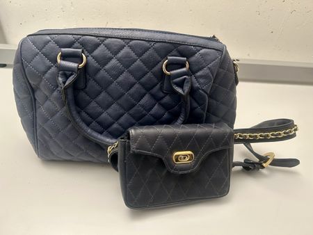 [GUT & GÜNSTIG]: Gesteppte marineblaue Handtaschen Set