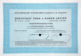 "Holderbank" Financière Glarus AG, Glarus - 1962 (5er)