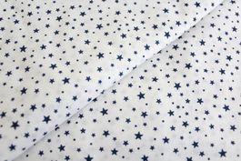 50cm Stoff mit Sternen weiss/dunkelblau