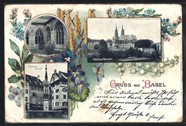 Litho Basel, Fischmarkt-Brunnen, Pfalz m