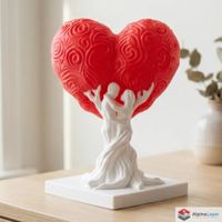 Love Tree Sculpture – Romantic Couple Heart Decor - 3D Print