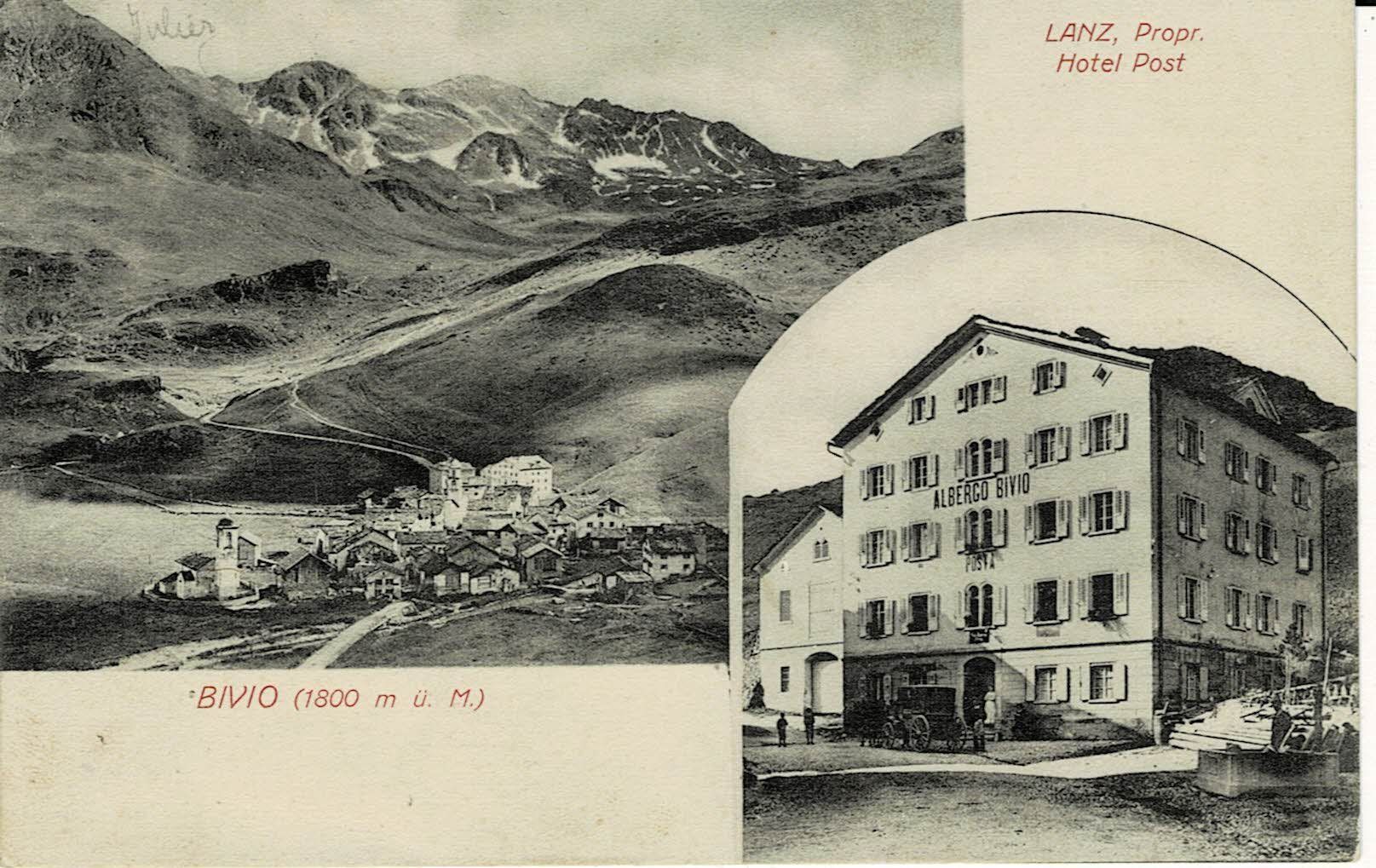 Ansichtskarten: BIVIO mit Hotel Post GR gel. 1916? – Gebraucht aus Hergiswil NW von Kartenfrau