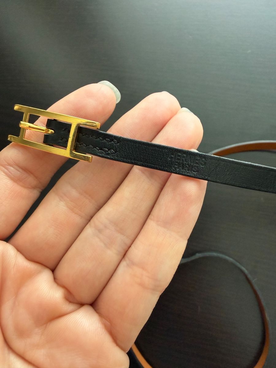 Hermès Bracciali & Braccialetti: Hermès Hapi Double-Wrap-Armband, goldene H-Schnalle – Usato da Othmarsingen venduto da Paucaverba 3