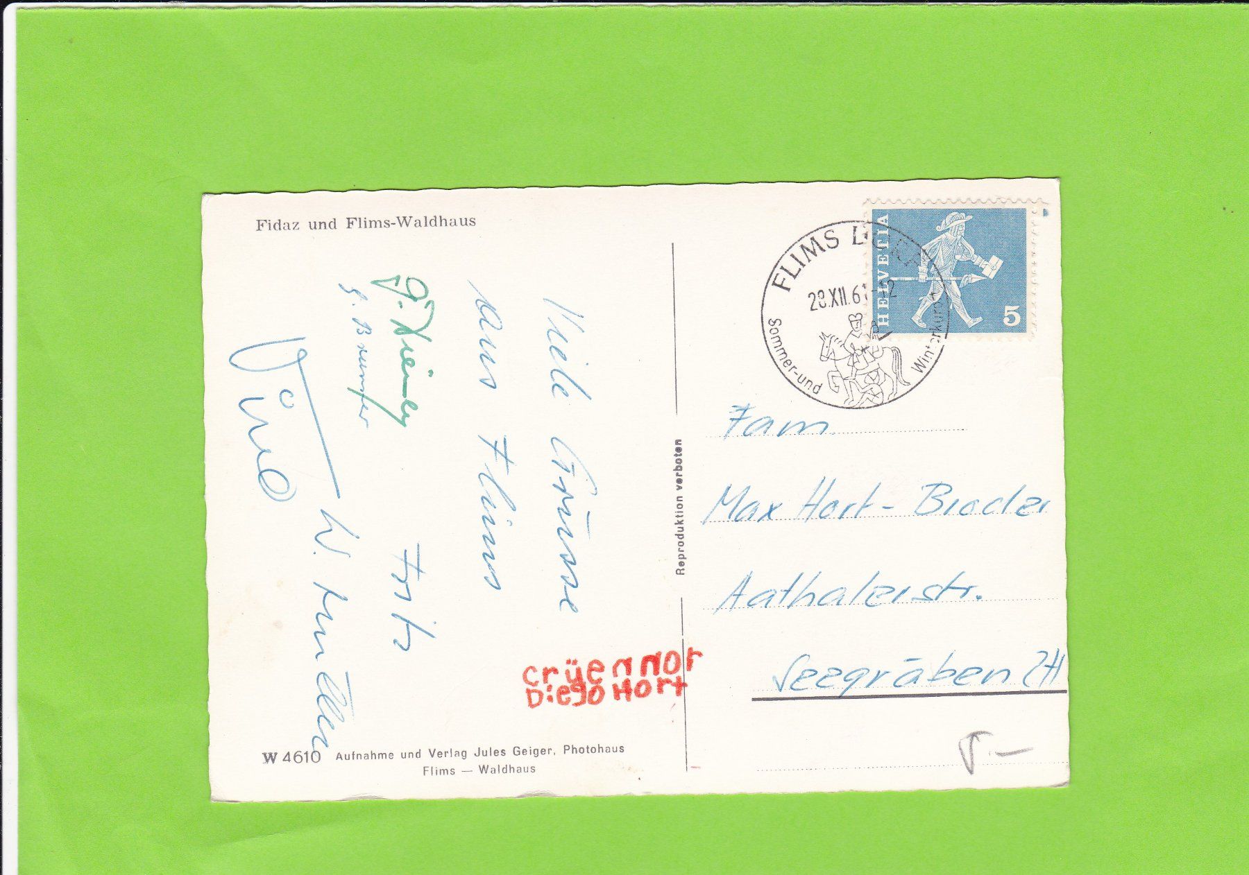 Cartoline postali: Fidaz und Flims-Waldhaus – Usato da St. Peterzell venduto da neckertal 1