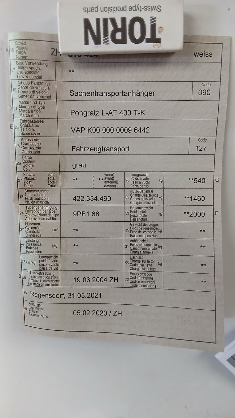 Pongratz Rimorchi: Autotransport Anhänger – Usato da Spreitenbach venduto da han_9jsj 8