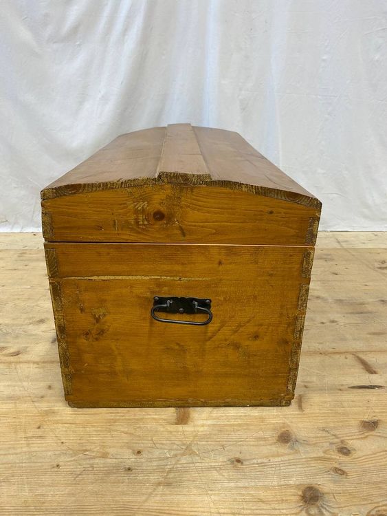 Ancien Coffre à Outils Indien Des Années 1920 - Bois Massif, Lasures Bleues, Rustique