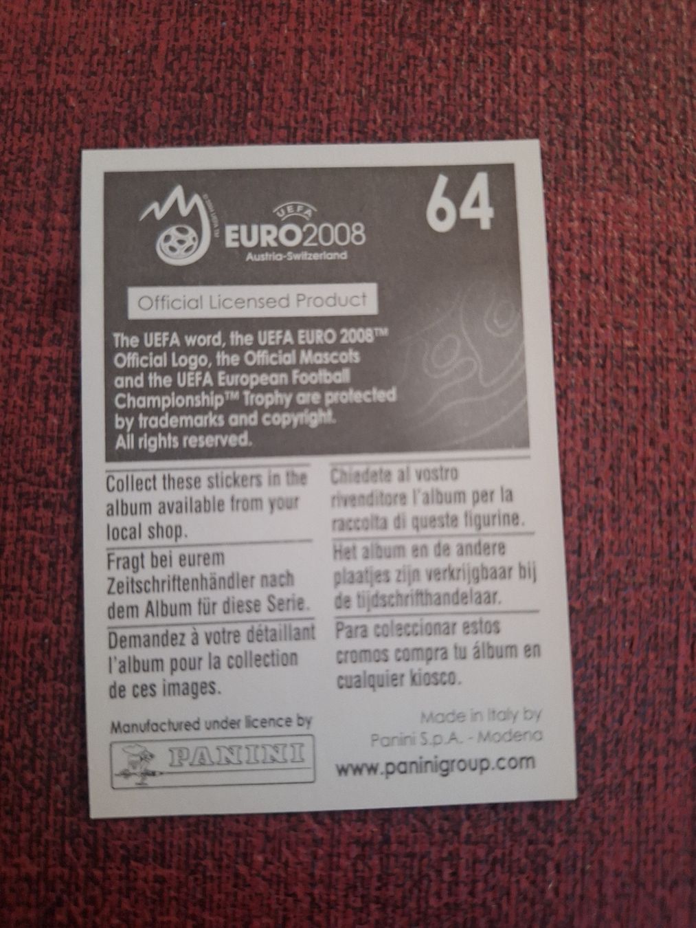 Panini Carte collezionabili: PANINI EM 2008 HAKAN YAKIN Nr. 64 – Usato da Balsthal venduto da roh_dt72 1