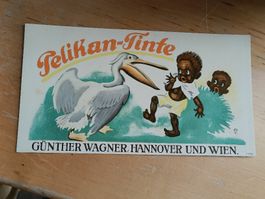 Litho Werbe Fliessblatt / Pelikan Tinte Ausgabe ca. 1950