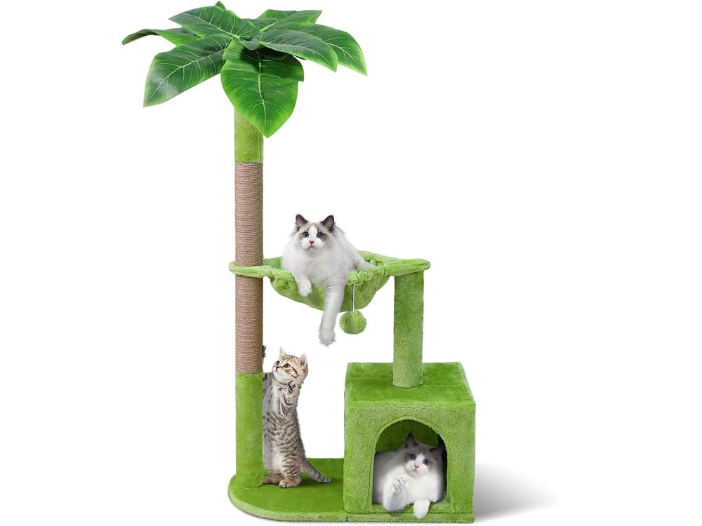 Kratzbaum Outdoor – 195 Cm, 5 Ebenen, Mit Künstlichen Blättern, Sisal, Katzenhaus & Leiter – Wetterfest, Für Balkon & Wohnung