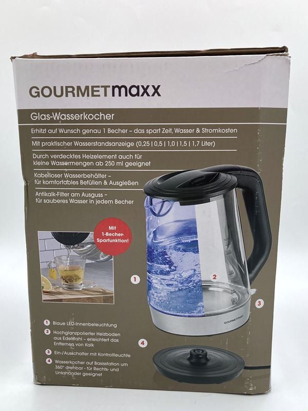 Bouilloires électriques: GOURMETMAXX | Wasserkocher | 1.7 L | Glas – Neuf (Voir description) à Wittenbach par Restwert_St-Gallen 4