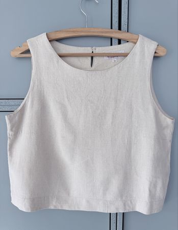 Leinen Viskose Crop Top Gr. 38 Off White Natur Beige