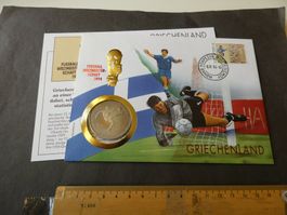 Zambia 1994, 2000 Kwacha Fussball-WM  Münzbrief Griechenland
