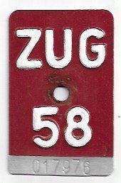 Insegne: Velonummer Zug ZG 58 – Usato da Bülach venduto da anska