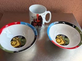 2 Star Wars Design Müesli Schalen Schälchen und Tasse