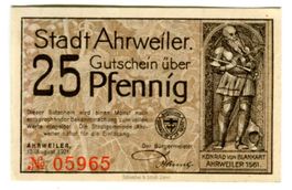 Notgeld "25 Pfennig. Ahrweiler 1921"