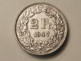1x 2 Fr. - 1947 - Silber/Argent 0.835