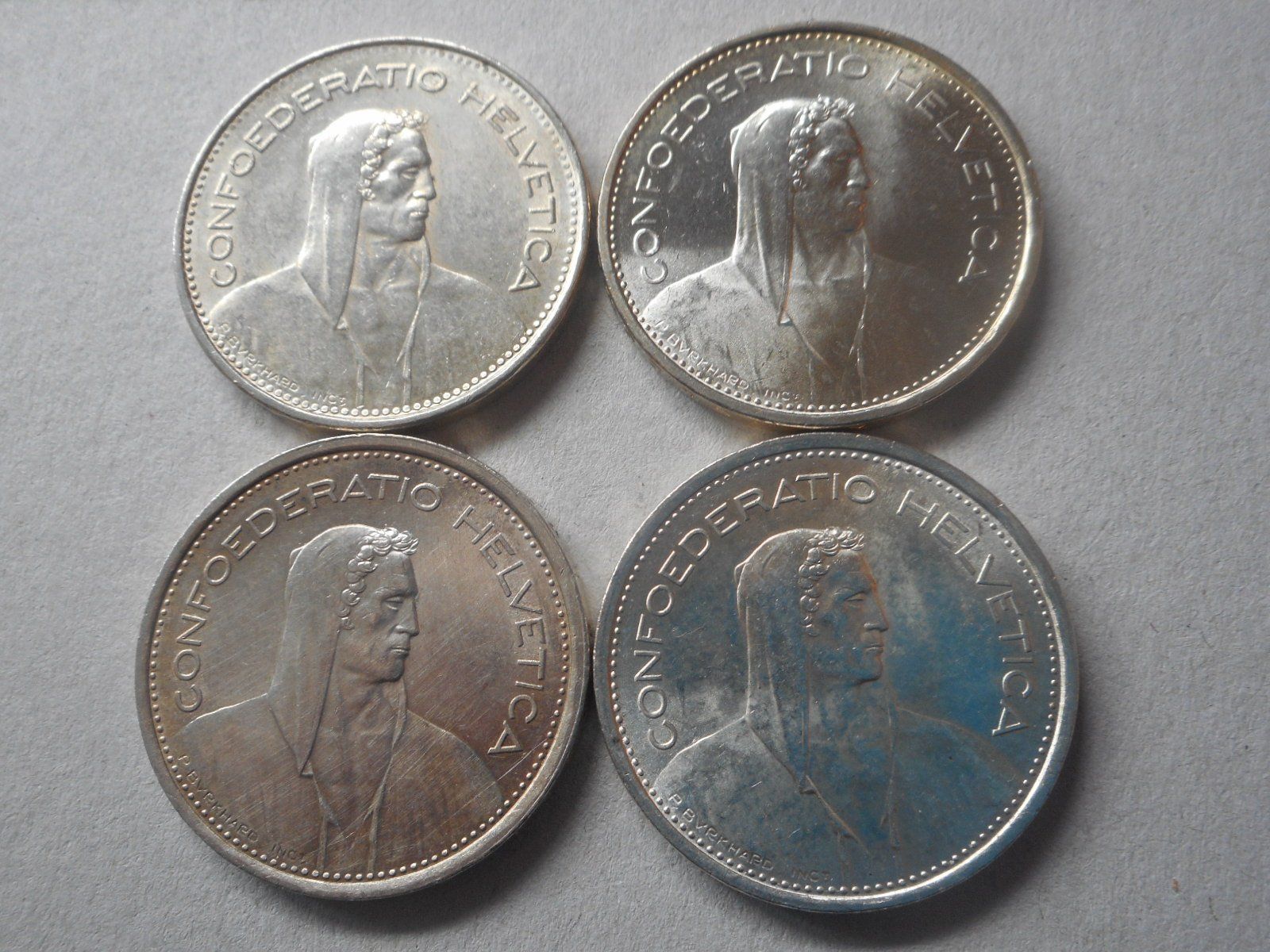 Tutti le monete: 4 x 5 Fr. silber  1965/66/67/69 – Usato da Kriegstetten venduto da pizlad2010 4