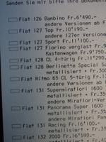 Prospekt Preisliste  Fiat  ca. 1970 126 127 Sport 131 Racing