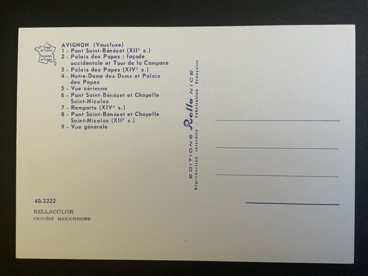 Cartoline postali: Avignon – Nuovo (secondo la descrizione) da Binningen venduto da chr_cr5n 1