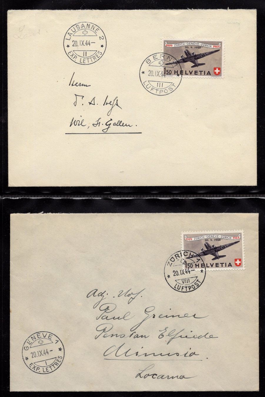 Tutti i francobolli: R1690  /  5 lettres en poste aérienne 1944 – Usato da Ste-Croix venduto da MONT-TAGNAC 1