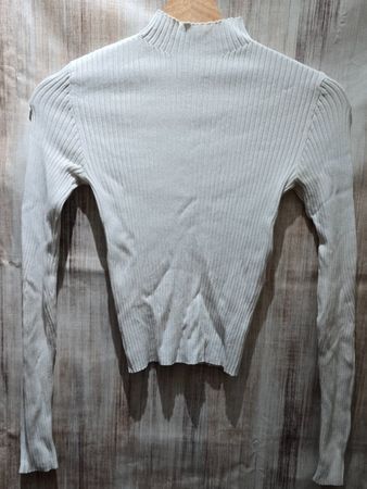 🎉 Mock Neck Rippstrick Pullover - XS - Off-White