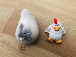 2 Süesse Keramik Hühner Figuren Deko Ostern Frühling