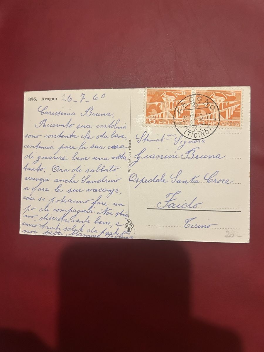 Cartoline postali: Arogno 1960 – Usato da Breganzona venduto da Milesbo 1