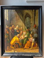Magnifique très antique grand tableau 17ème peint sur bois