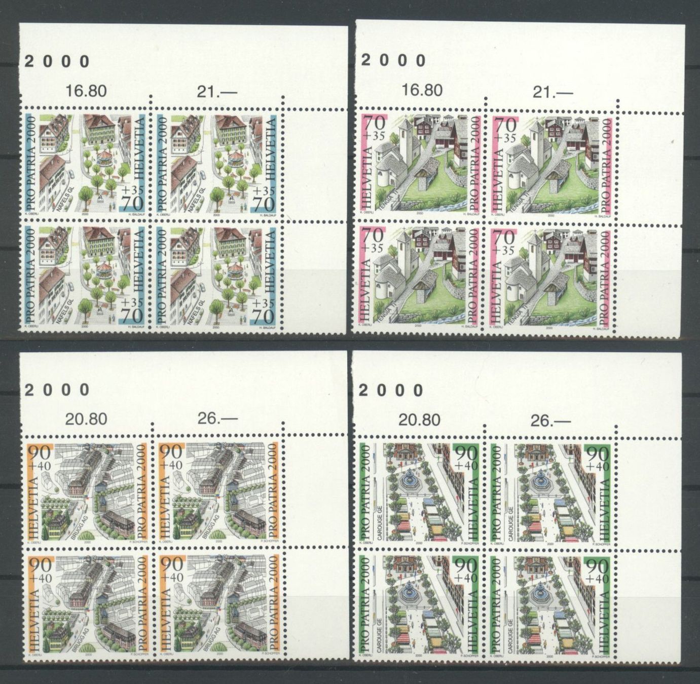 Tous les timbres: 2000, Pro Patria, Viererblöcke ** – D'occasion à Willisau par Vollstempel