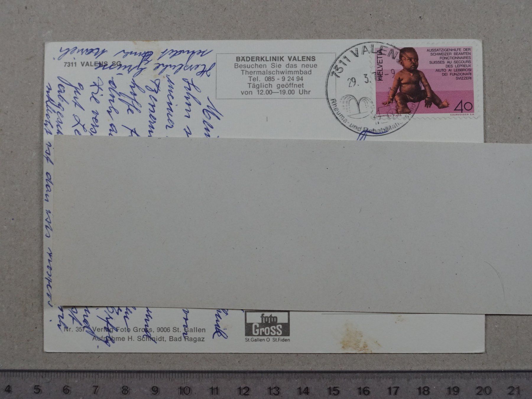Cartoline postali: Valens SG, 1976, Bäderklinik – Usato da Lenzburg venduto da fh1 1