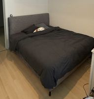 Sehr bequemes Boxspringbett, grau, 180x200