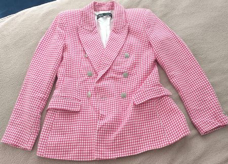 Zara Damen Blazer  Rosa/Weiss Hahnentritt | Grösse M