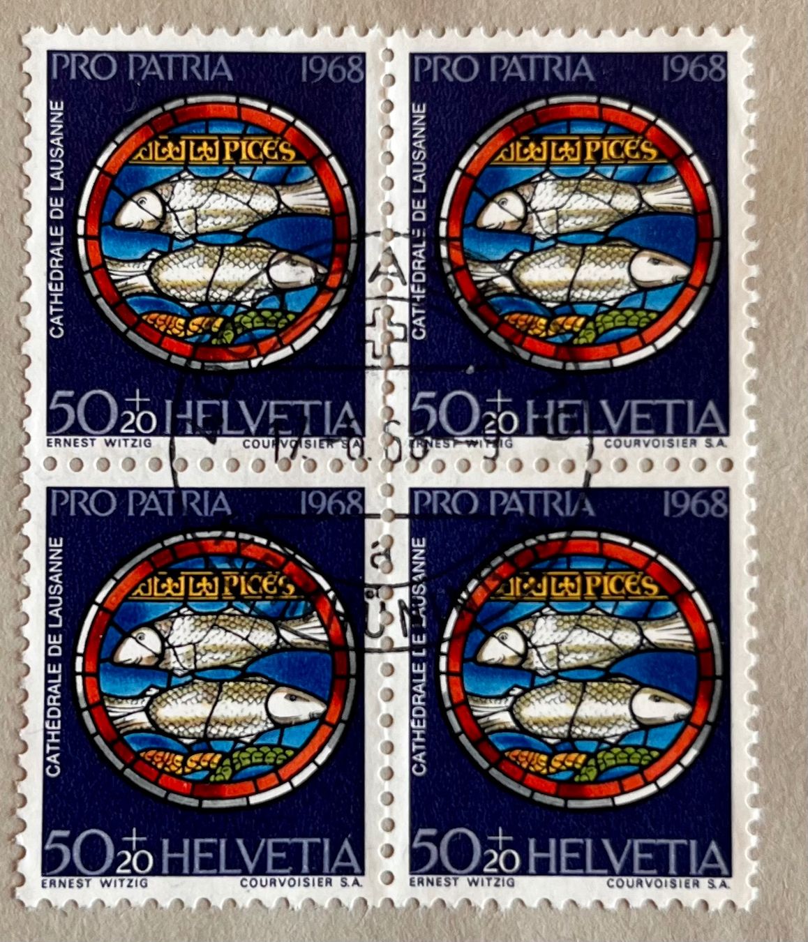 Alle Briefmarken: Pro Patria 1968 4x Viererblock gestempelt – Gebraucht aus Basel von so1_nf6l 1
