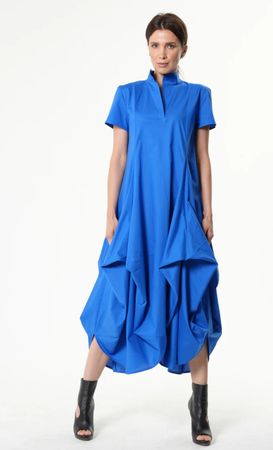 *SALE* Königsblaues Designerkleid - Kurzarm