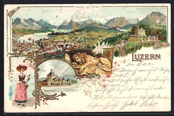 Cartoline postali: Litho Luzern, Teilansicht vom Gütsch, B – Usato da Berlin venduto da bartko-reher