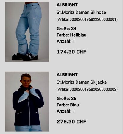 Albright St. Moritz Skihose Damen Gr. 34, Hellblau Top!