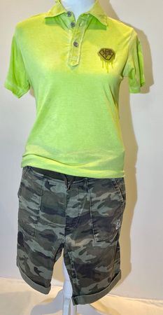Stylisches Diesel Poloshirt Kinder Gr. M, Hellgrün mit Print