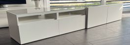 Sideboard weiss matt mit Glasoberfläche