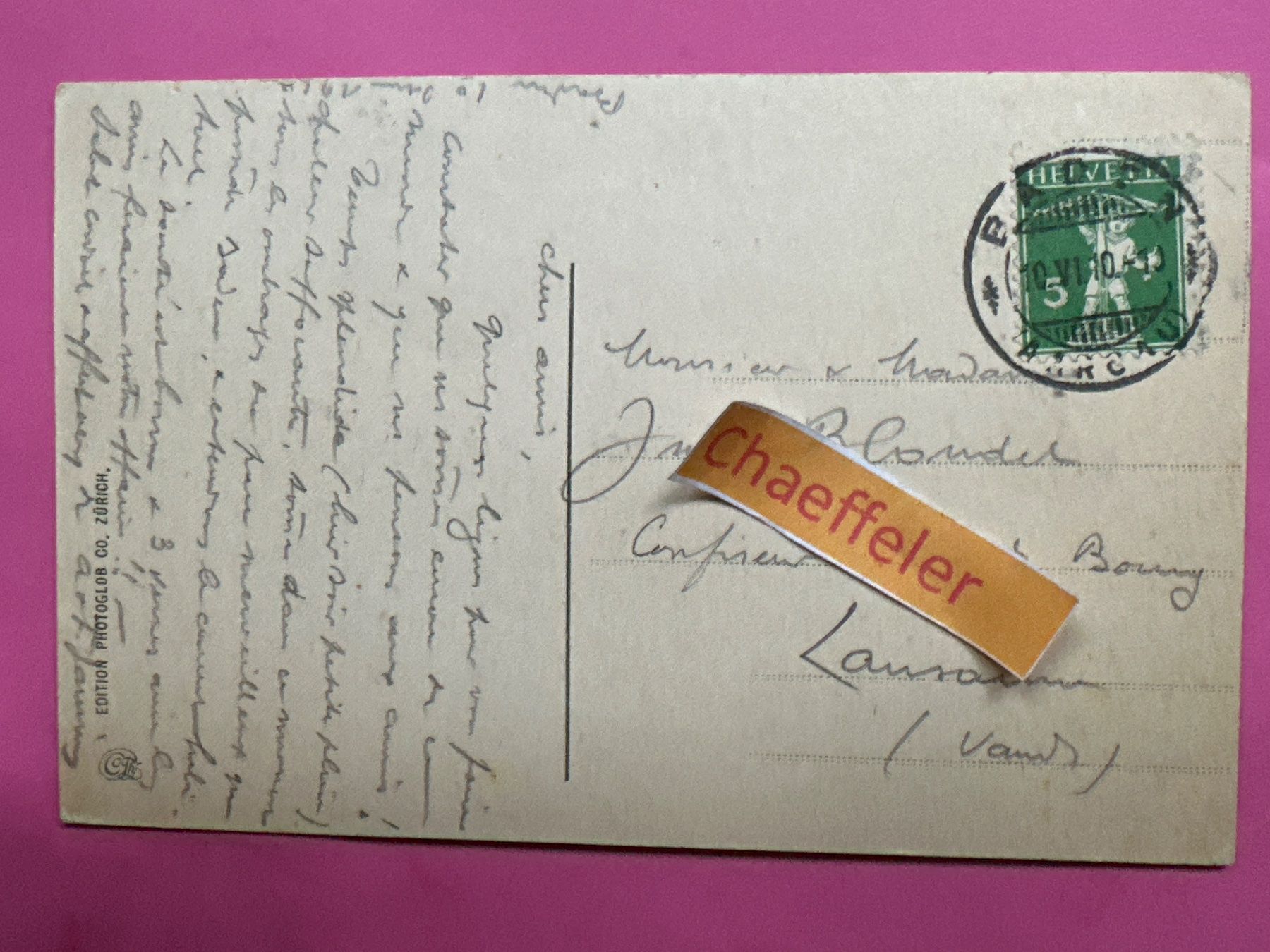 Cartoline postali: 1910. 2496 Baden – Usato da Zürich venduto da Chaeffeler 1