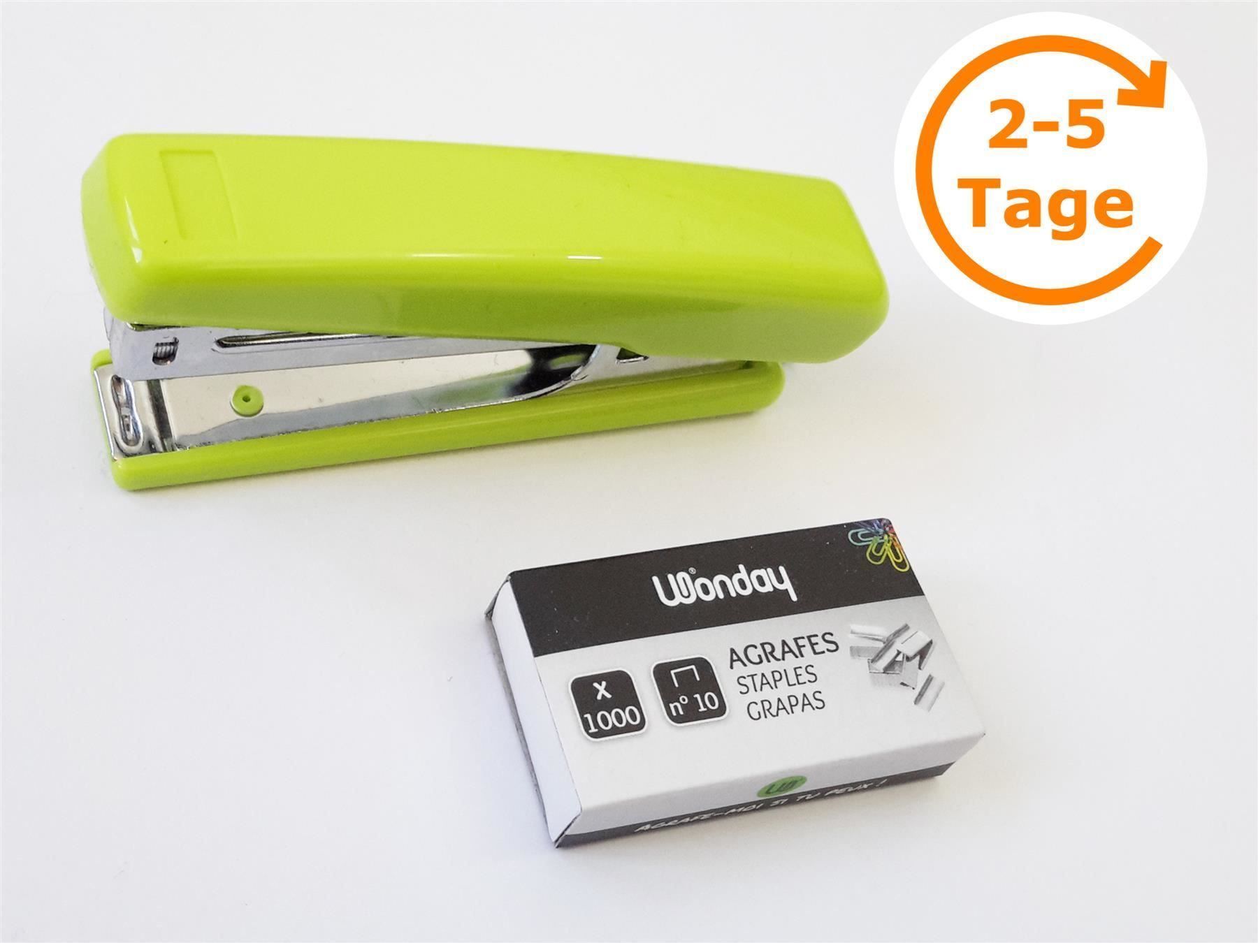 Bindegeräte: Heftgerät, Heftleistung 12 Blatt, Grün – Neu und originalverpackt aus St. Gallen von cointec