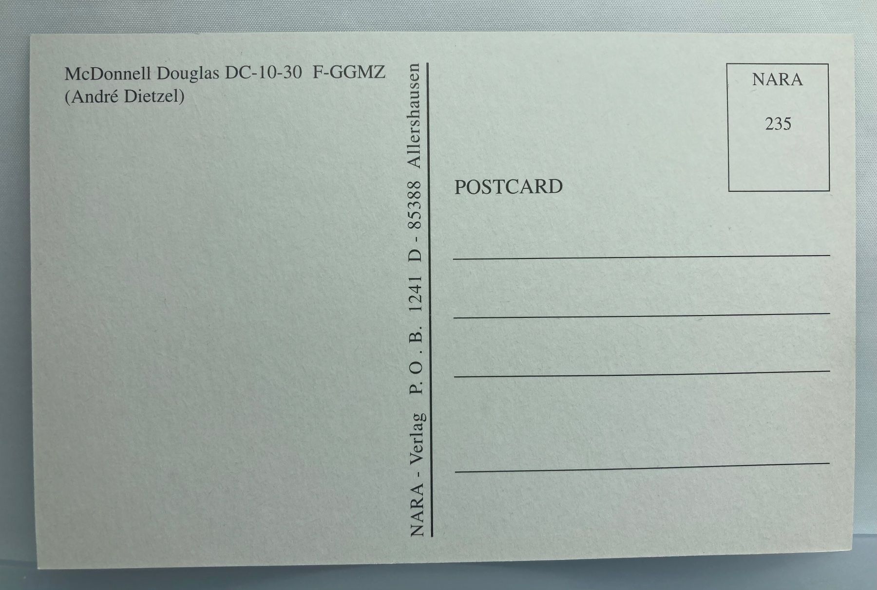 Cartoline postali: Postcard McDonnell Douglas DC-10-30 AOM – Usato da Lugano venduto da sel_x7bg 1