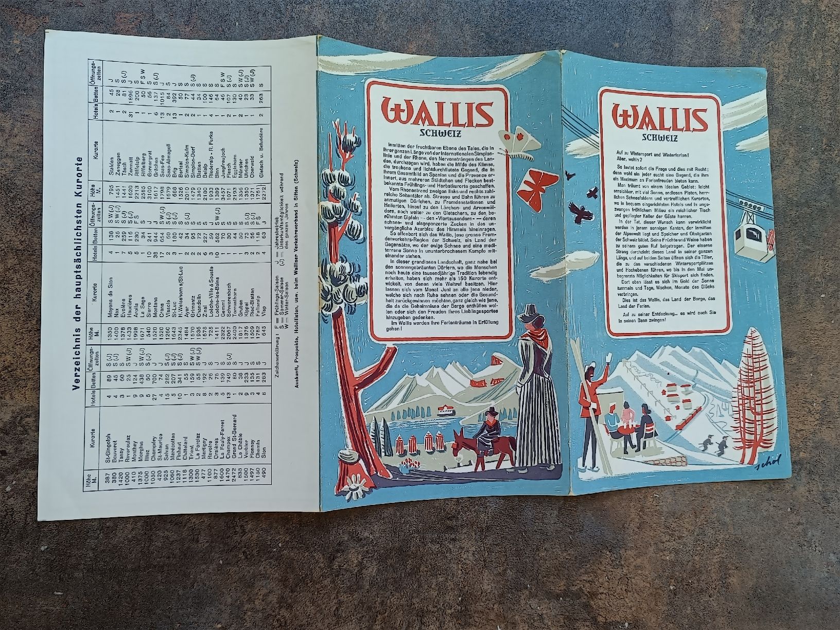 Dokumente: Litho Prospekt / Wallis - Ausgabe ca. 1950 – Gebraucht aus Brugg AG von Ente015 2