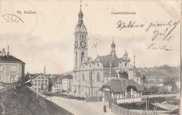 Alte Ansichtskarte St. Gallen Linsebühlkirche SUISSE um 1903