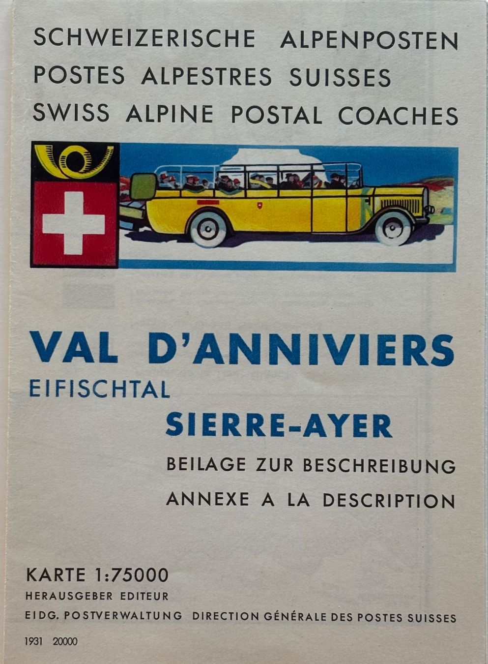 Cartoline postali: Schweizer Alpenposten, Val d' Anniviers, 1931 – Usato da Frauenfeld venduto da Merk52