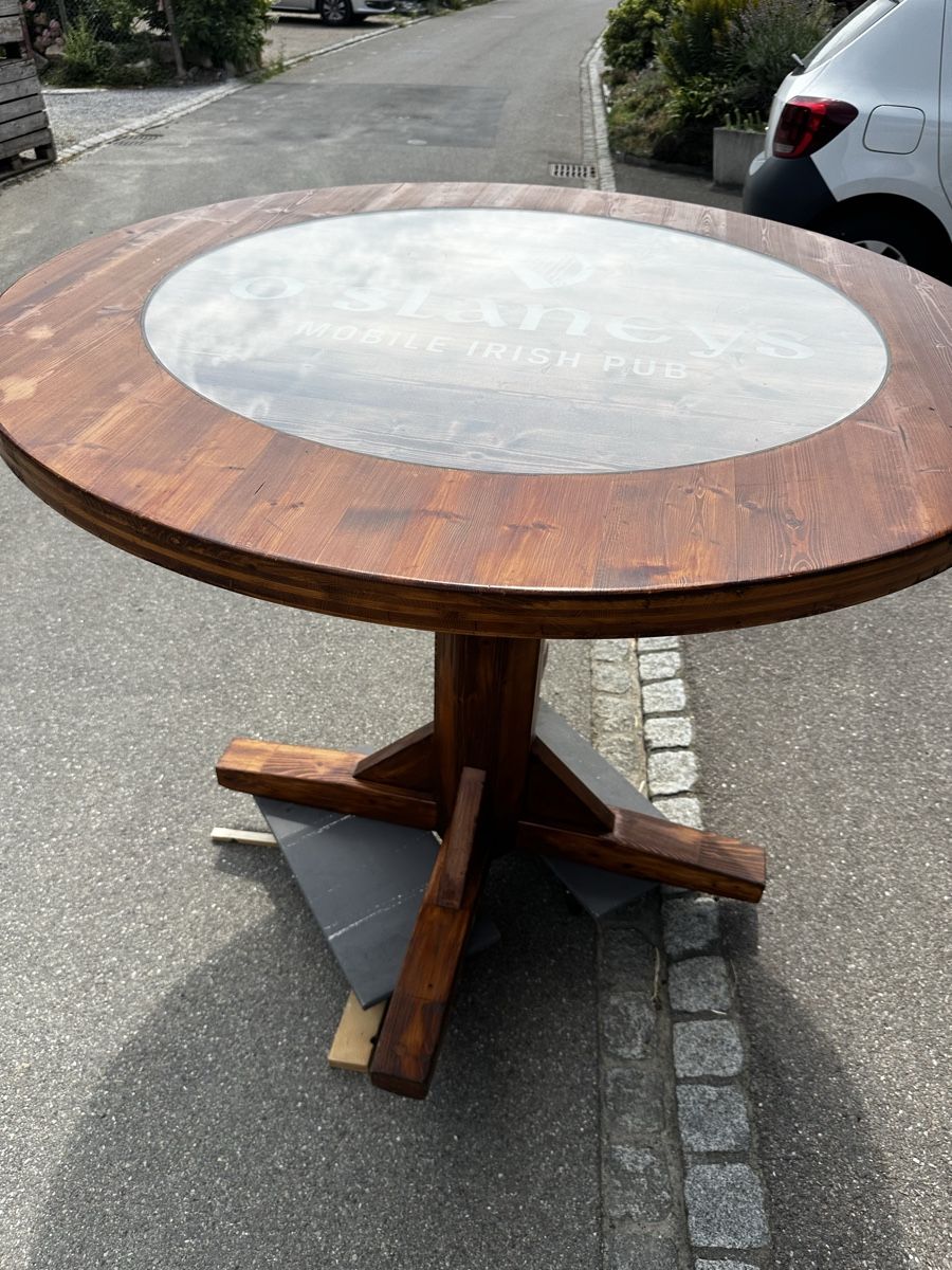 Tische: Runder Pub Tisch mit Glasplatte – Gebraucht aus Berg am Irchel von Macwurlizer 7