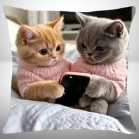 🐱📱 Kissenbezug – Kätzchen spielen mit Handy ✨