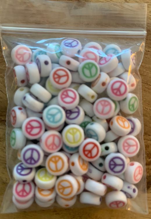 Rubie’s Hippie-Stirnband Mit Peace-Zeichen – Buntes Blumenmuster, Mit Perlen, Für Erwachsene