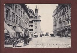 GENEVE - Place du Molard - Marché aux fleurs - 1918
